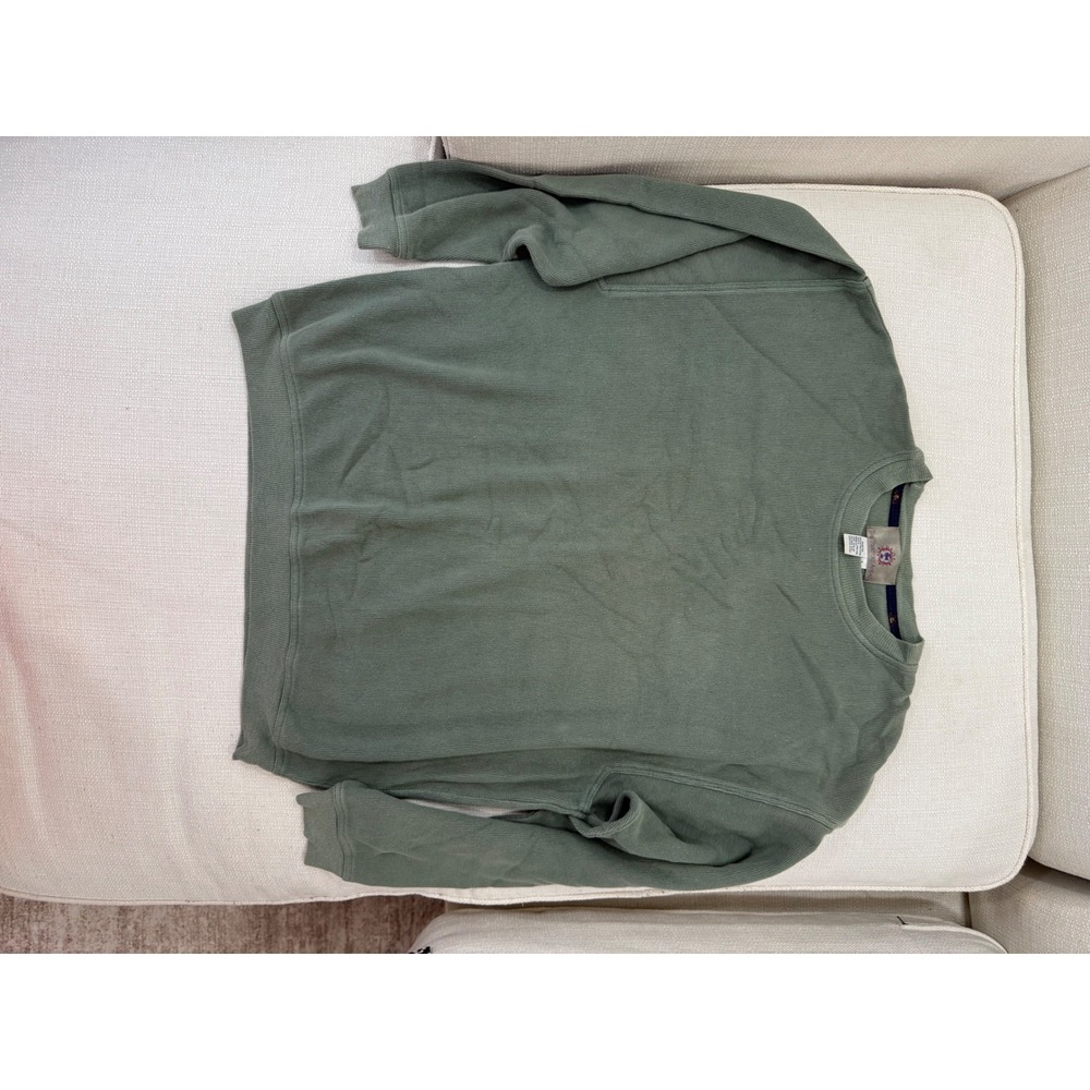 The Territory Ahead Sweatshirt Mens L Green Ribbed Cotton Crewneck Excellent